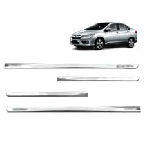 Kit Friso Lateral Personalizado Modelo Slim Inferior Cor Cromado City 2010 a 2020 4 Portas