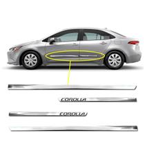 Kit Friso Lateral Personalizado Modelo Slim Inferior Cor Cromado Corolla 2008 a 2020 4 Portas
