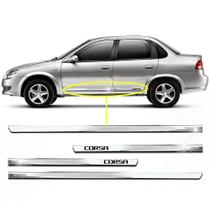 Kit Friso Lateral Personalizado Modelo Slim Inferior Cor Cromado Corsa 2003 a 2012 4 Portas