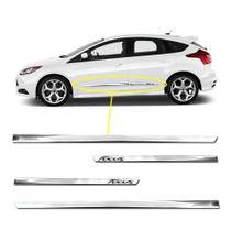 Kit Friso Lateral Personalizado Modelo Slim Inferior Cor Cromado Focus 2009 a 2019 4 Portas