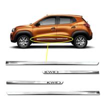 Kit Friso Lateral Personalizado Modelo Slim Inferior Cor Cromado Kwid 2017 2018 2019 2020 4 Portas