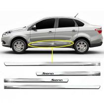 Kit Friso Lateral Personalizado Modelo Slim Inferior Cor Cromado Siena 2012 a 2020 4 Portas