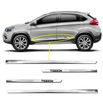 Kit Friso Lateral Personalizado Modelo Slim Inferior Cor Cromado Tiggo 2 2018 a 2021 4 Portas