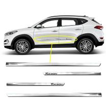 Kit Friso Lateral Personalizado Modelo Slim Inferior Cor Cromado Tucson 2004 a 2020 4 Portas