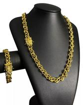 Kit Friso S Vazado 12mm Fecho Mão Orando Banhado A Ouro 18k Kit Friso S Vazado 12mm Fecho Mão Orando Banhado A Ouro 18k