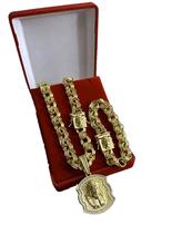 Kit friso triplo 13mm fecho especial jesus cristo - banhado a ouro 18k