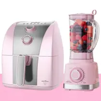 Kit Fritadeira Air Fryer Bafe53 5,5 Litros 1500W E Liquidificador BLQ1300RS 3 Litros 1400W Britânia Rosa 220V