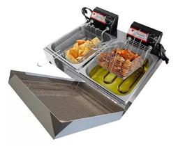 Kit Fritadeira Elétrica 10 Litros Óleo 2 Cubas + Escorredor