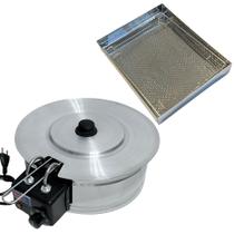 Kit Fritadeira Elétrica Industrial Tacho Redondo Esmaltado 5 Litros com Escorredor M e Tampa Kit Fritadeira Elétrica Industrial Tacho Redondo Esmaltado 5 Litros com Escorredor M e Tampa