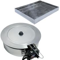 Kit Fritadeira Elétrica Industrial Tacho Redondo Esmaltado 7 Litros com Escorredor G e Tampa Kit Fritadeira Elétrica Industrial Tacho Redondo Esmaltado 7 Litros com Escorredor G e Tampa