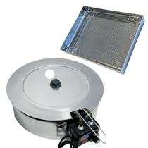 Kit Fritadeira Elétrica Industrial Tacho Redondo Esmaltado 7 Litros com Escorredor M e Tampa Kit Fritadeira Elétrica Industrial Tacho Redondo Esmaltado 7 Litros com Escorredor M e Tampa