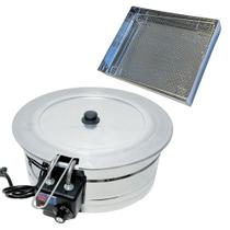 Kit Fritadeira Elétrica Industrial Tacho Redondo Inox 10L com Escorredor e Tampa Kit Fritadeira Elétrica Industrial Tacho Redondo Inox 10L com Escorredor e Tampa