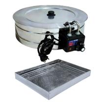 Kit Fritadeira Elétrica Industrial Tacho Redondo Inox 7 Litros com Escorredor G e Tampa Kit Fritadeira Elétrica Industrial Tacho Redondo Inox 7 Litros com Escorredor G e Tampa