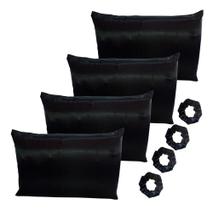 Kit Fronha 4 Peças Cetim Anti Frizz + 4 Xuxinhas Para Cabelo