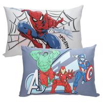 Kit Fronha KazzaVip Malha 100% Algodão Marvel Estampa Localizada (1)Spider-Man e (1)Avengers 48cmx68cm Branco