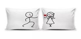 Kit Fronhas Personalizadas Casal Namorados Amor Tímido Kit Fronhas Personalizadas Casal Namorados Amor Tímido