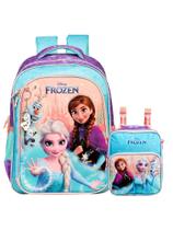Kit Frozen Elsa Anna Mochila Costas + Lancheira Térmica