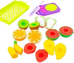 kit Frutas Legumes Brinquedo educativo Cortar Cesta Comidinha 10 Peças