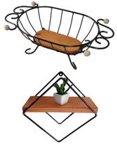 Kit Fruteira de Mesa Rústica + Nicho Losango - Oferta de Fábrica