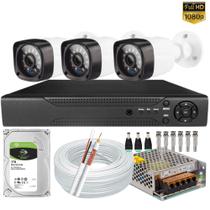 Kit Full Hd Com Dvr 8 Canais Acesso Internet P2p e Hd 1TB + 3 Câmeras Segurança 1080p 2mp Kit Full Hd Com Dvr 8 Canais Acesso Internet P2p e Hd 1TB + 3 Câmeras Segurança 1080p 2mp