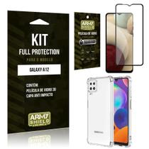 Kit Full Protection Galaxy A12 Película de Vidro 3D + Capa Anti Impacto - Armyshield