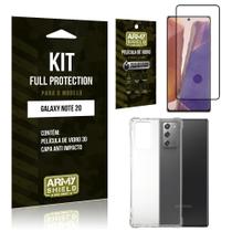 Kit Full Protection Galaxy Note 20 Película de Vidro 3D + Capa Anti Impacto - Armyshield