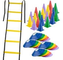Kit Funcional 20 Cones + 20 Pratos + Escada Fut Volei