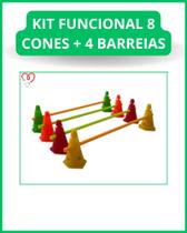 Kit funcional 8 cones + 4 barreiras - AAZ Saúde
