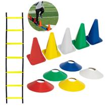 Kit Funcional agilidade 5 chapéus + 5 cones +escada