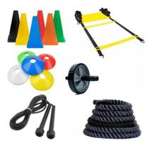 Kit Funcional Com 14 Ítens Corda Naval + Escada +Roda + Cone Kit Funcional Com 14 Ítens Corda Naval + Escada +Roda + Cone