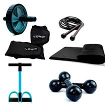 Kit Funcional Completo C/ 6 Itens :- caneleira de 3kg + halter de 1kg + colchonete + Roda + Extensor + Corda Kit Funcional Completo C/ 6 Itens :- caneleira de 3kg + halter de 1kg + colchonete + Roda + Extensor + Corda