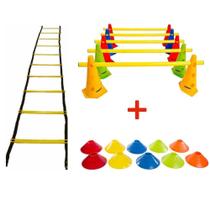 Kit Funcional Escada Agilidade Cones Barreira Chapéu Chinês Yangfit Kit Funcional Escada Agilidade Cones Barreira Chapéu Chinês Yangfit