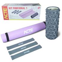 Kit Funcional I Tapete, Mini Bands e Rolo Miofascial T402 - Nautika