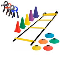 Kit Funcional Treino Agilidade Escada 7 Degraus 05 Cones 05 Chapéu Chinês + 01 Hand Grip Kit Funcional Treino Agilidade Escada 7 Degraus 05 Cones 05 Chapéu Chinês + 01 Hand Grip