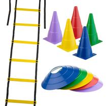 Kit Funcional Treino Escada 7 Degraus 5 Cones 5 Chapéus