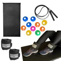 Kit Funcional Yoga Treino em Casa Mobilidade Relaxamento Fitness Cone Corda Colchonete - Rei do Fitness
