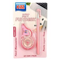 KIT FUNDESK Fita Corretiva 5mm x 6M + Caneta Rosa Estilosa KIT FUNDESK Fita Corretiva 5mm x 6M + Caneta Rosa Estilosa