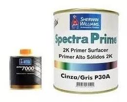 Kit Fundo Primer PU Cinza OP30A 900ml Spectraprime + Endurecedor 00h38 225ml Sherwin Williams Lazzuril
