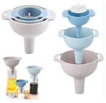 Kit Funil 3 Tamanhos Com Coador Removível Prático Resistente Kit Funil 3 Tamanhos Com Coador Removível Prático Resistente
