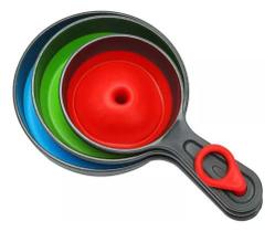 Kit Funil Retrátil Dobrável Flexível Silicone Cozinha P M G