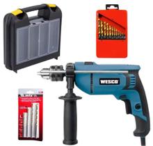 Kit furadeira + brocas + caixa para ferramentas