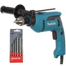 Kit Furadeira de Impacto 13mm 760 Watts HP1640 Makita e 5 Brocas para Concreto