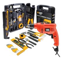 Kit Furadeira De Impacto 3/8 560w 110v Tm500 Black & Decker c/129 Peças Faster