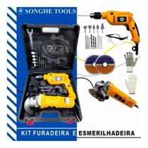 Kit Furadeira De Impacto + Esmerilhadera Lixadeira 800w !