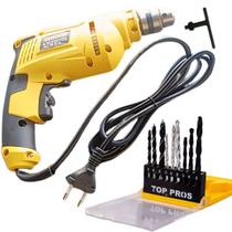 KIT Furadeira Elétrica 600W Impacto e Jogo de Brocas 9 Peças para Madeira e Metal Completo Parafusadeira 127v KIT Furadeira Elétrica 600W Impacto e Jogo de Brocas 9 Peças para Madeira e Metal Completo Parafusadeira 127v