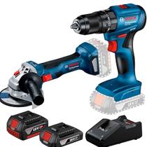 Kit Furadeira GSB 185-LI + Esmerilhadeira GWS 180-LI com 2 Baterias - 06019H90E5000 - BOSCH Kit Furadeira GSB 185-LI + Esmerilhadeira GWS 180-LI com 2 Baterias - 06019H90E5000 - BOSCH