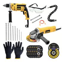 Kit Furadeira Impacto 1/2 + Esmerilhadeira Lixadeira Dewalt
