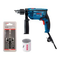 Kit Furadeira Impacto Bosch GSB13 750W 220V + Suporte Serra Copo 32-210mm + Serra Copo 38mm 1 1/2P Kit Furadeira Impacto Bosch GSB13 750W 220V + Suporte Serra Copo 32-210mm + Serra Copo 38mm 1 1/2P