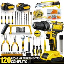 Kit Furadeira Parafusadeira 21V Brushless Sem Fio Com Maleta de Ferramentas Resistente 120 Peças Completa Kit Furadeira Parafusadeira 21V Brushless Sem Fio Com Maleta de Ferramentas Resistente 120 Peças Completa