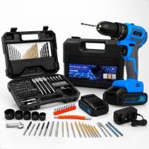 Kit Furadeira Parafusadeira 36V Brushless 2 Baterias Com Jogo De Brocas Bits 100 Peças E Acessórios 2 Baterias